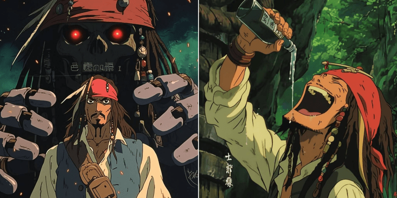 Нейронные сети переносят «Пиратов Карибского моря» в анимацию Ghibli: 10 кадров