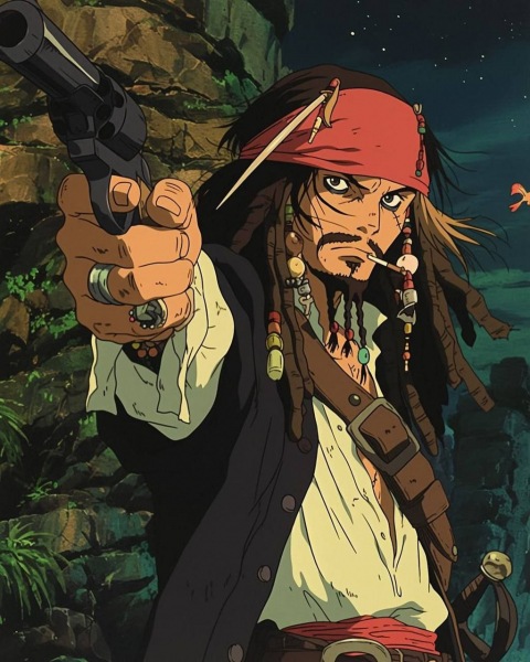 Нейронные сети переносят «Пиратов Карибского моря» в анимацию Ghibli: 10 кадров